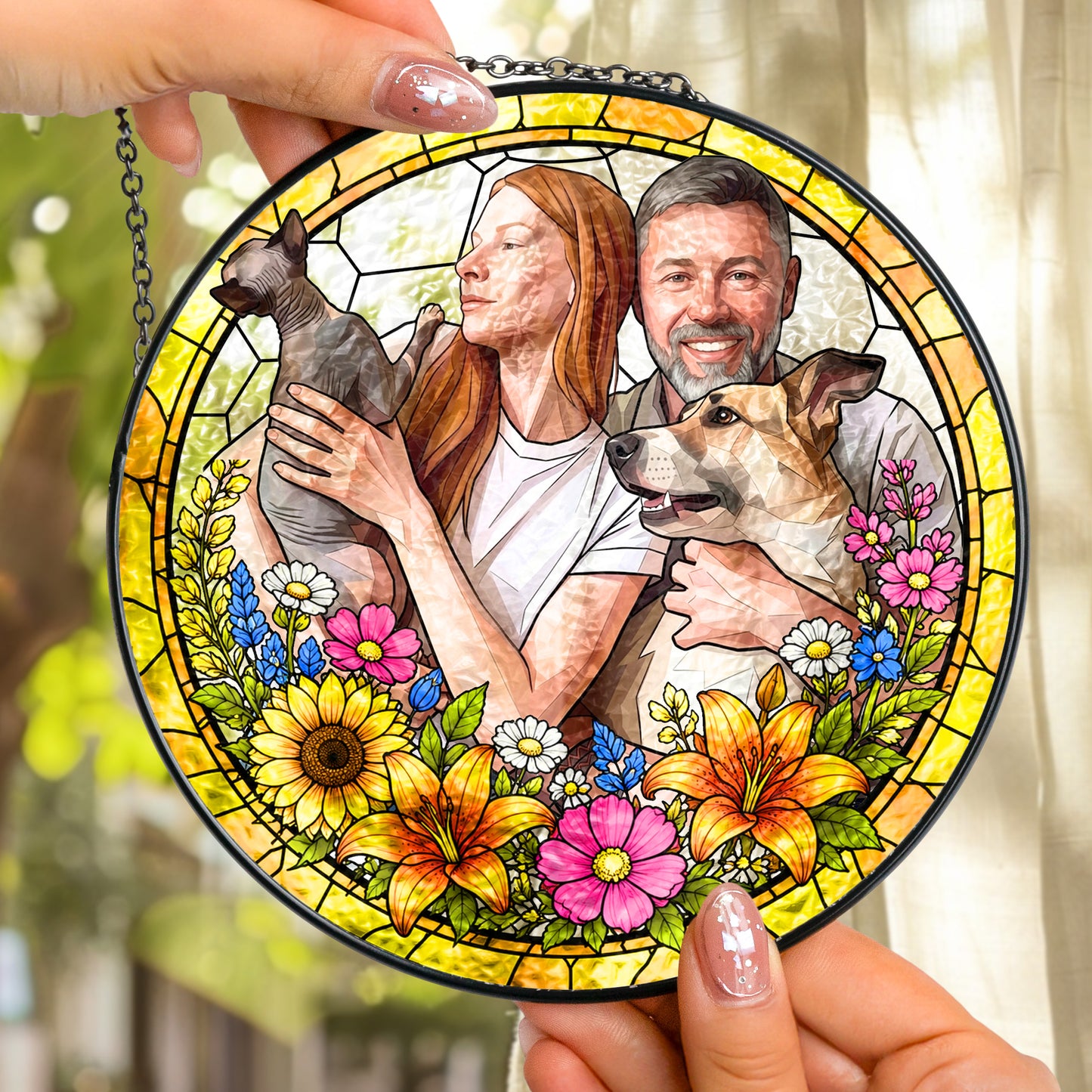 Custom Photo Family Gifts Anniversary Gifts For Her, Wife, Mom - Personalized Window Hanging Suncatcher 3