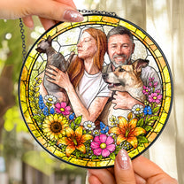 Custom Photo Family Gifts Anniversary Gifts For Her, Wife, Mom - Personalized Window Hanging Suncatcher 3