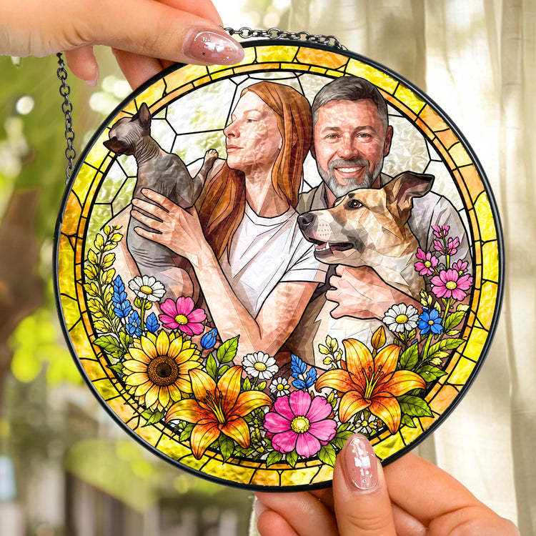 Custom Photo Family Gifts Anniversary Gifts For Her, Wife, Mom - Personalized Window Hanging Suncatcher 3
