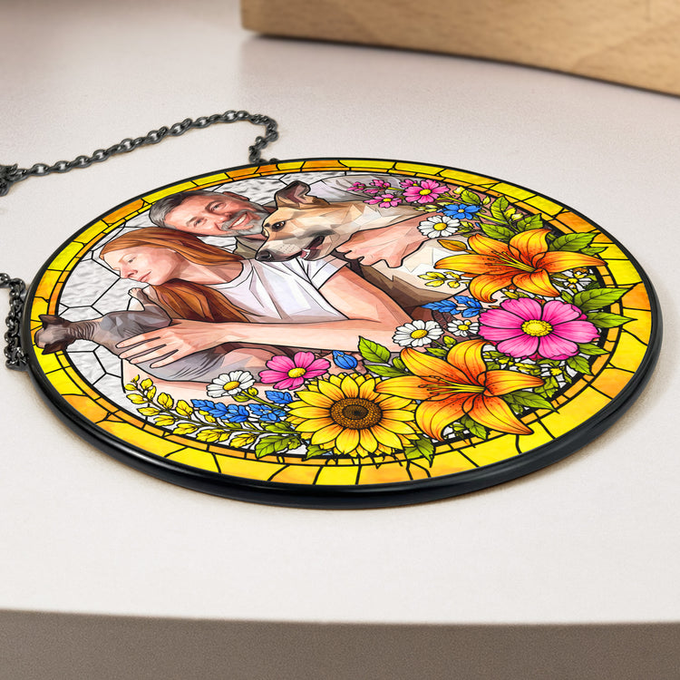 Custom Photo Family Gifts Anniversary Gifts For Her, Wife, Mom - Personalized Window Hanging Suncatcher 4