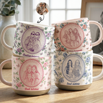 Custom Photo Friends Besties Forever Sketch Line Art Pottery Mug For BFF - Personalized Mug 1