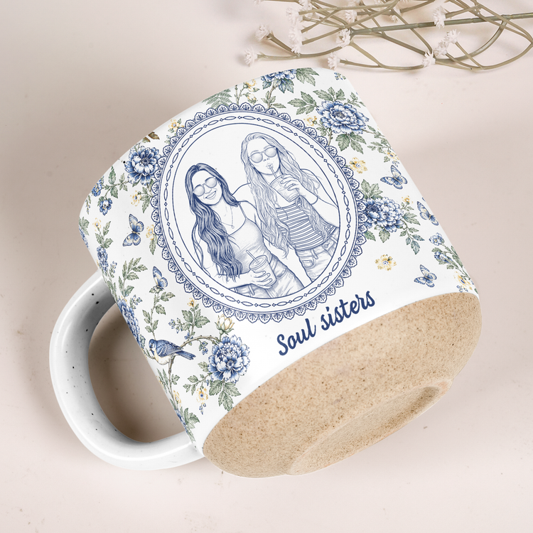Custom Photo Friends Besties Forever Sketch Line Art Pottery Mug For BFF - Personalized Mug 4