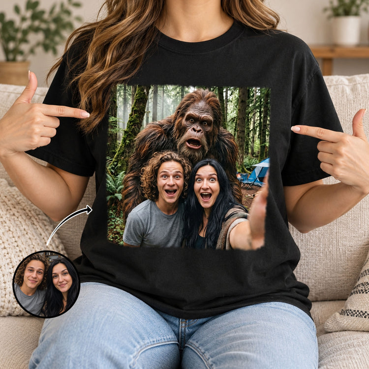 Custom Photo Funny Bigfoot Alien Ufo Gifts For Him And Her - Personalized Shirt 2