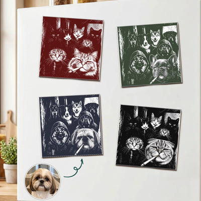 Custom Photo Funny Gangster Pet, Edgy Pet Meme Decor - Personalized Magnet