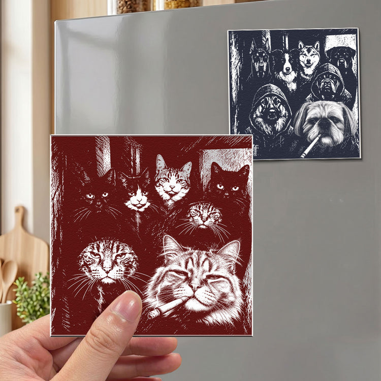 Custom Photo Funny Gangster Pet, Edgy Pet Meme Decor - Personalized Magnet 4