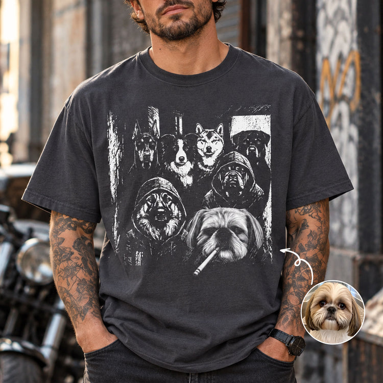 Custom Photo Funny Gangster Pet, Edgy Pet Meme Tee - Personalized Shirt 2