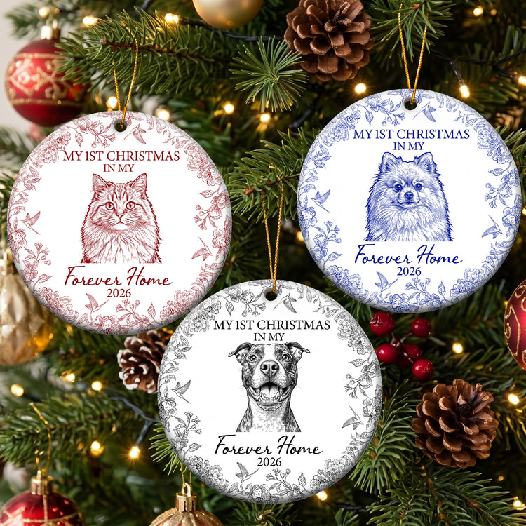 Custom Photo Gift For New Pet Parents Ornament, First Christmas In My Forever Home - Personalized Ornament 1