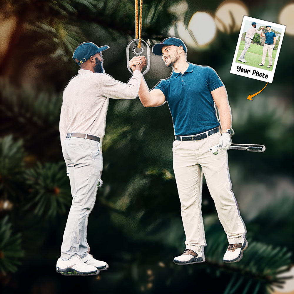 Custom Photo Golf Players Christmas Ornament For Golf Lovers - Personalized Acrylic Photo Ornament