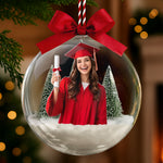 Custom Photo Graduation Christmas Gift Fot Daughter Son, Xmas Snow Ball Decoration - Personalized Ornament 1