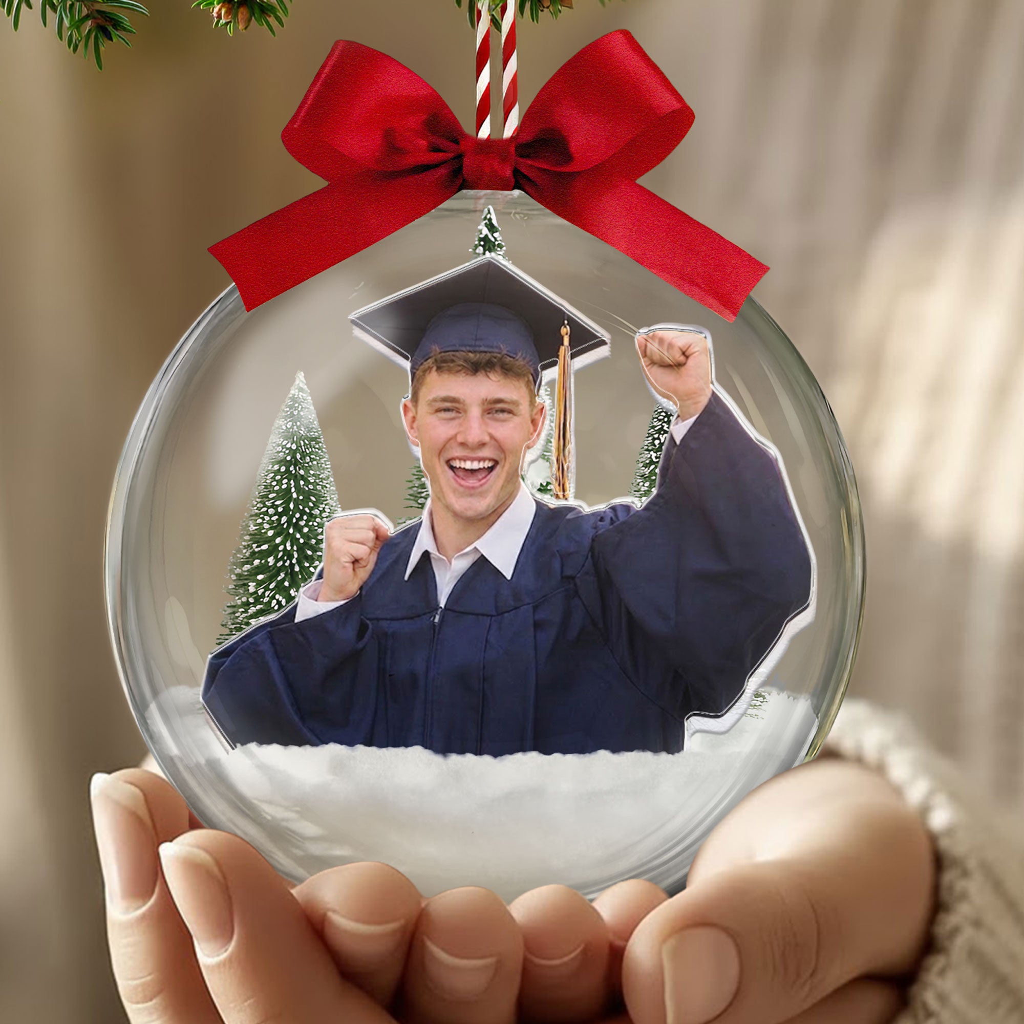 Custom Photo Graduation Christmas Gift Fot Daughter Son, Xmas Snow Ball Decoration - Personalized Ornament 3
