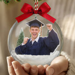 Custom Photo Graduation Christmas Gift Fot Daughter Son, Xmas Snow Ball Decoration - Personalized Ornament 3