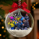 Custom Photo Hiking Snow Ball Ornament, Gift For Hiking Trekking Lover, Mountain Hiking Gift For Hiker, Mountain Climber - Personalized Ornament 1