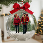Custom Photo Hiking Snow Ball Ornament, Gift For Hiking Trekking Lover, Mountain Hiking Gift For Hiker, Mountain Climber - Personalized Ornament 2
