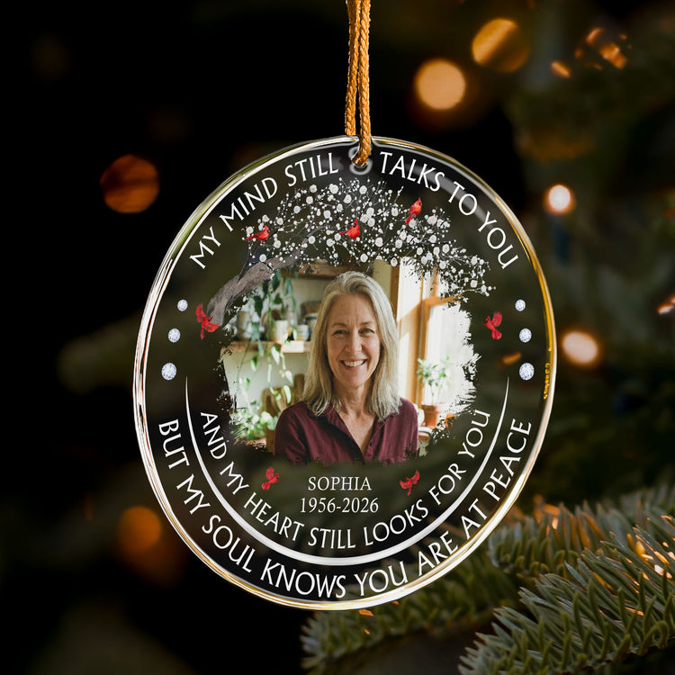 Custom Photo Memorial Christmas Ornament My Mind Still Talks To You - Personalized Ornament 4