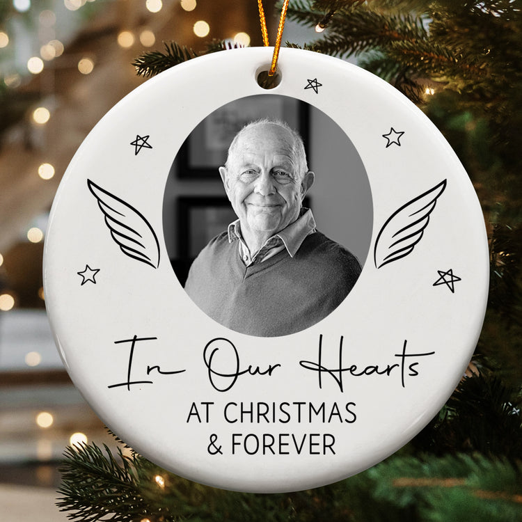 Custom Photo Memorial Gifts In Our Hearts At Christmas & Forever - Personalized Ornament 2