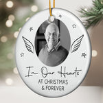 Custom Photo Memorial Gifts In Our Hearts At Christmas & Forever - Personalized Ornament 3
