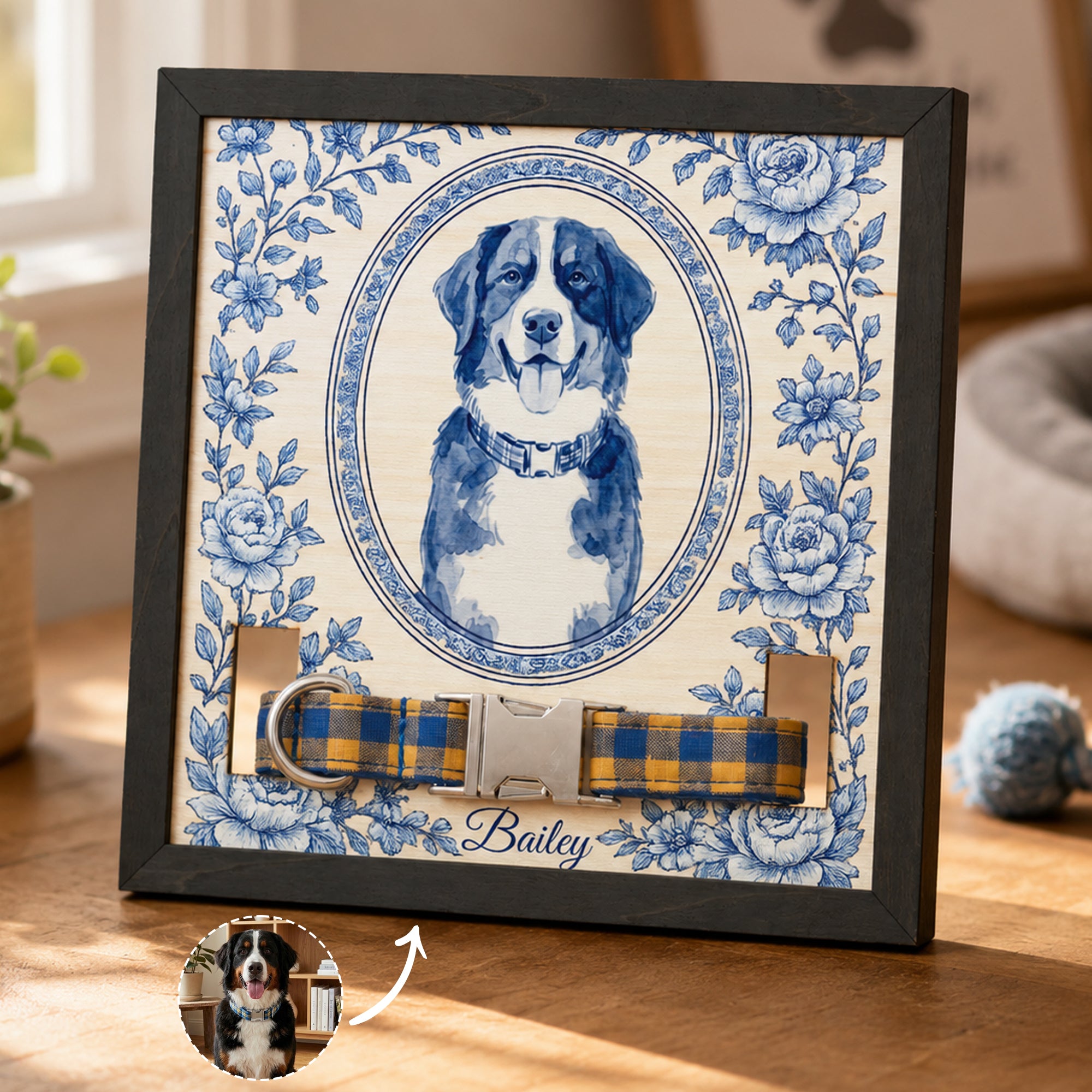 Custom Photo Memorial Pet Collar Holder Sign, Dog Memorial Gifts - Personalized Frame 1