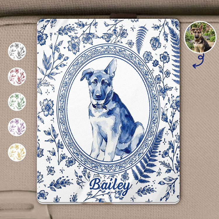 Custom Photo Memorial Toile Watercolor Portrait - Personalized Car Visor Clip 2