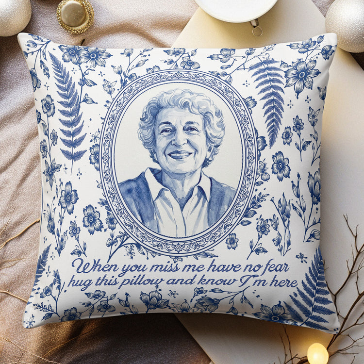 Custom Photo Memorial Toile Watercolor Portrait - Personalized Pillow 2