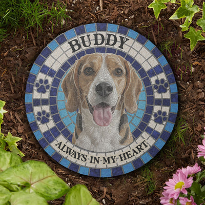 Custom Photo Mosaic Art Pet Memorial Gift - Personalized Garden Stone