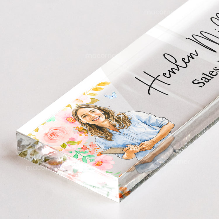 Custom Photo Office Desk Decor - Gift For Colleagues, Coworkers, Boss - Personalized Name Plate 3