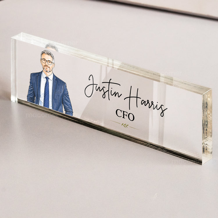 Custom Photo Office Desk Decor - Gift For Colleagues, Coworkers, Boss - Personalized Name Plate 4