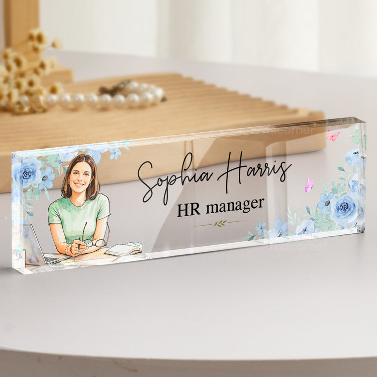Custom Photo Office Desk Decor - Gift For Colleagues, Coworkers, Boss - Personalized Name Plate 5