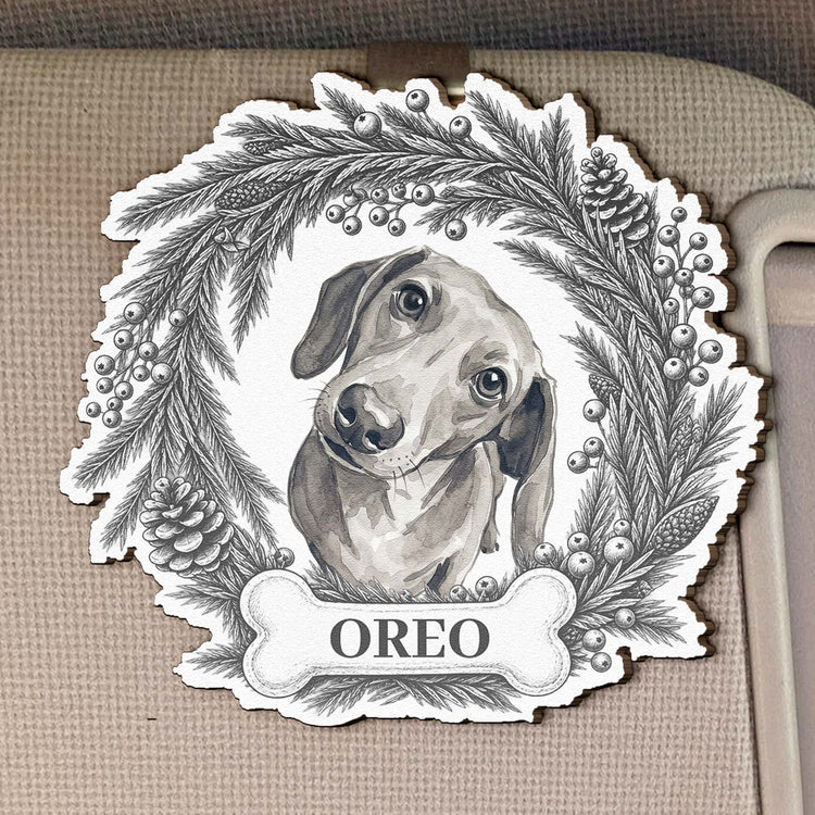 Custom Photo Pet Christmas Memorial, Dog Cat Christmas Photo, Pet Portrait Custom Name Gift - Personalized Car Visor Clip 3