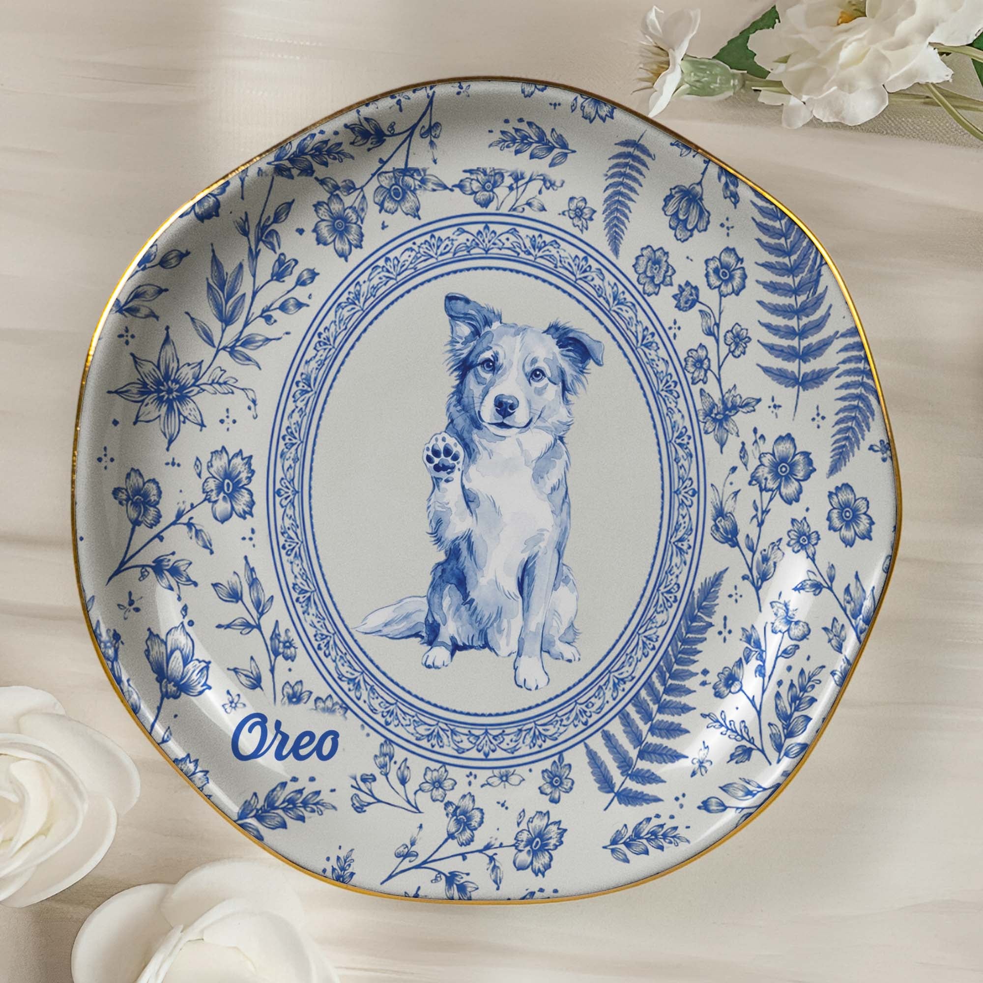  
Custom Photo Pet Lover Gift Watercolor Style - Personalized Jewelry Dish 2