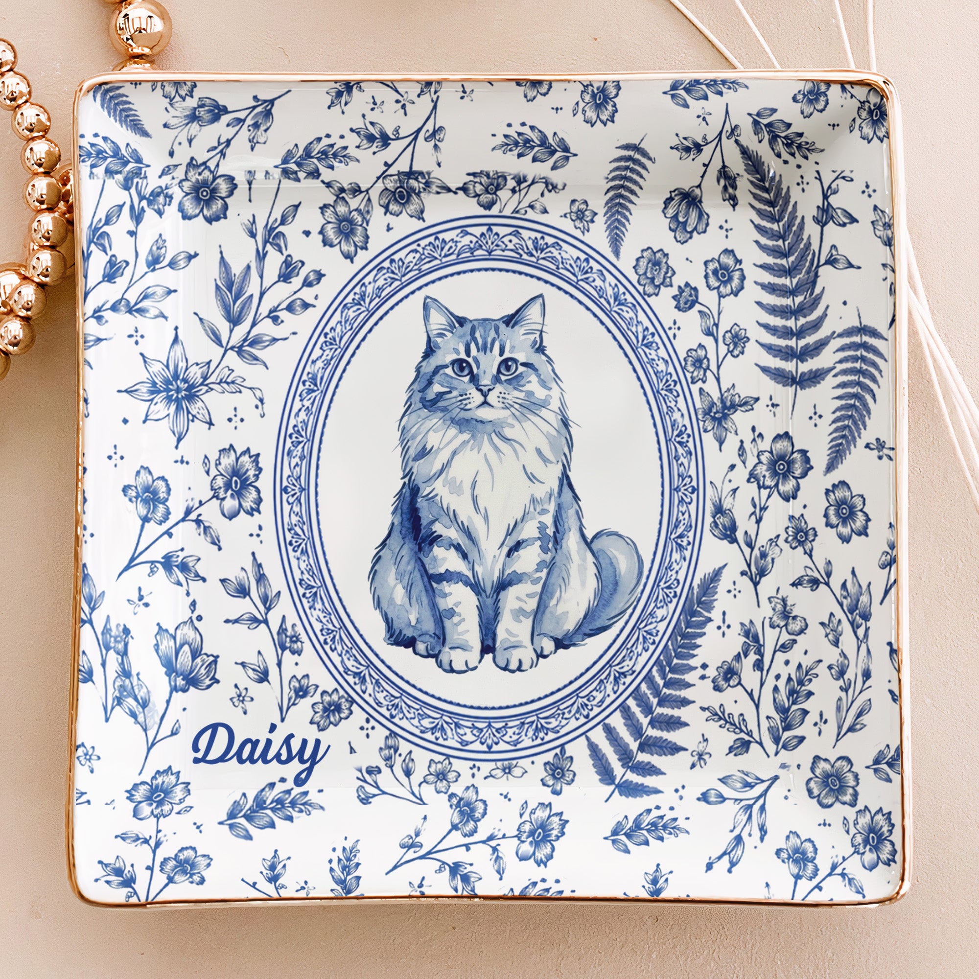  
Custom Photo Pet Lover Gift Watercolor Style - Personalized Jewelry Dish 3