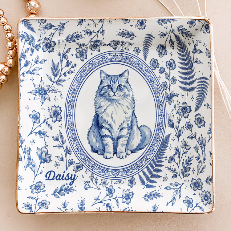  
Custom Photo Pet Lover Gift Watercolor Style - Personalized Jewelry Dish 3