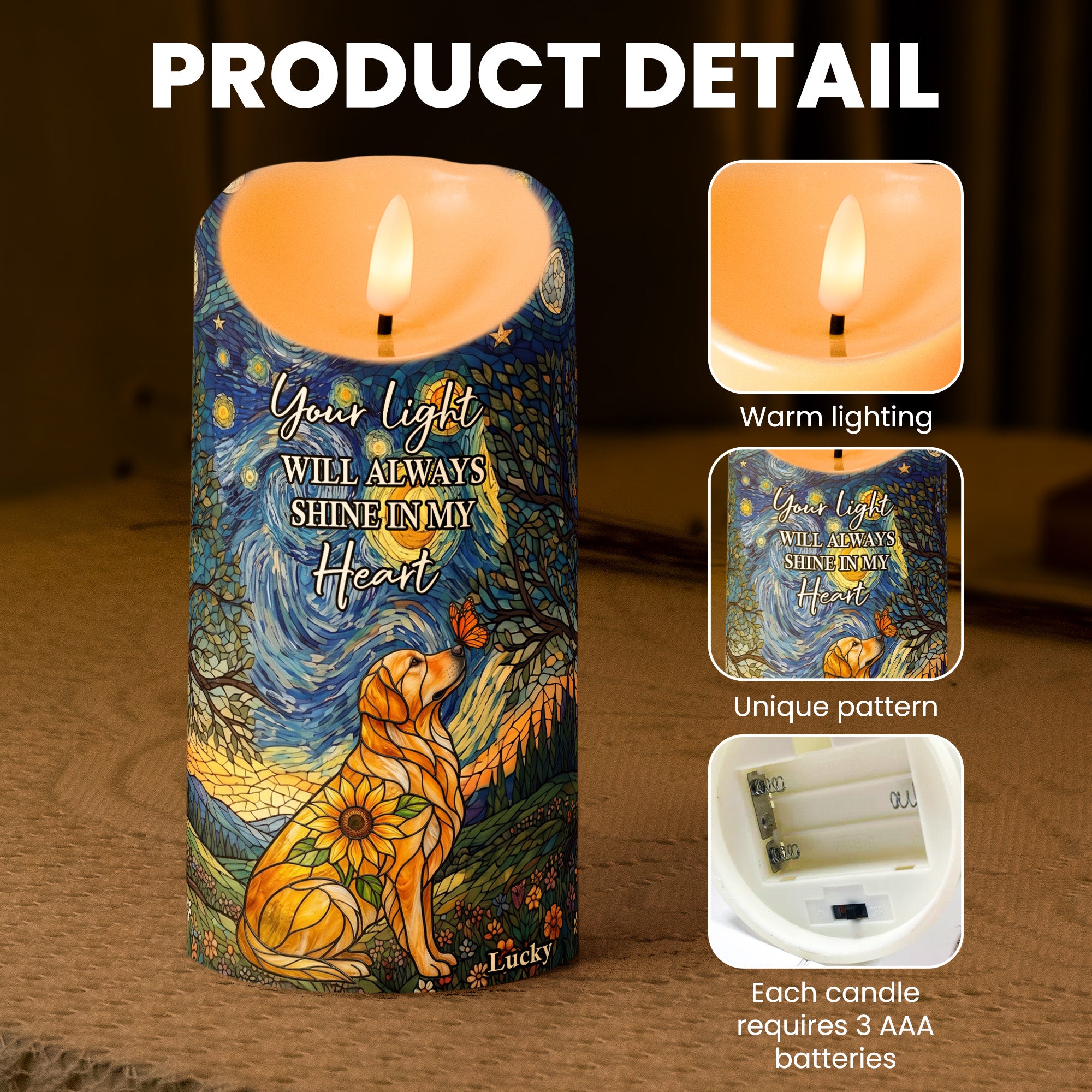 Custom Photo Pet Memorial, - Personalized Candles 3