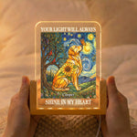 Custom Photo Pet Memorial Stained Glass Sunflower - Personalized Night Light 2