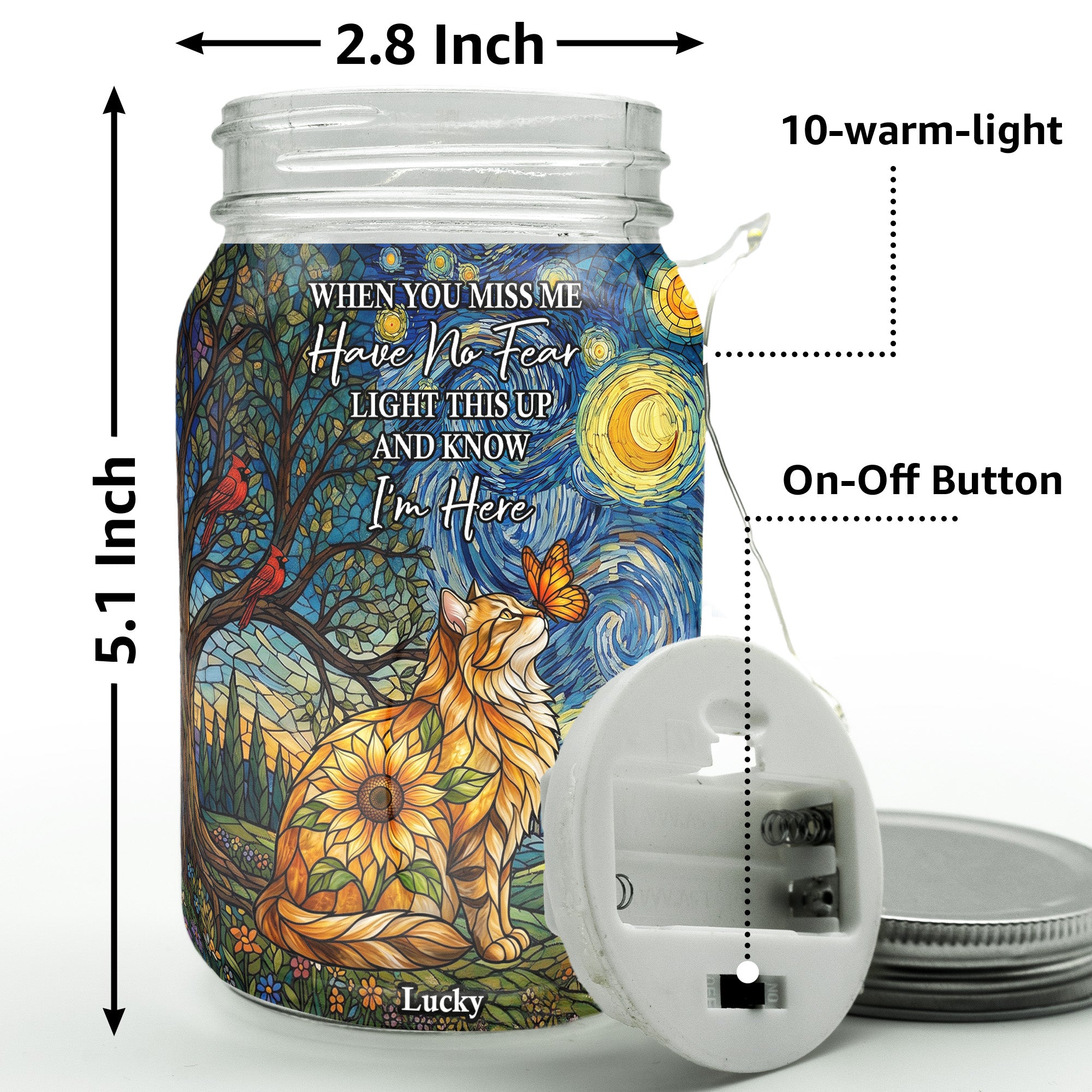 Custom Photo Pet Memorial Stained Glass Sunflower - Personalized Night Light 5