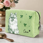 Custom Photo Pet Portrait Watercolor Coquette Bow - Personalized Makeup Bag 1