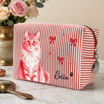 Custom Photo Pet Portrait Watercolor Coquette Bow - Personalized Makeup Bag 2
