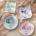 Custom Photo Pet Portrait Watercolor Stripe Coquette - Personalized Jewelry Dish 1
