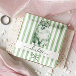 Custom Photo Pet Portrait Watercolor Stripe Coquette - Personalized Jewelry Dish 4