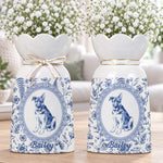 Custom Photo Pet Portrait Watercolor Toile De Jouy - Personalized Vase 2