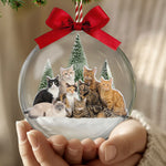 Custom Photo Pet Snow Ball Ornament, Christmas Gift For Cat Lover, Cat Portrait Baulble For Xmas Tree - Personalized Ornament 3