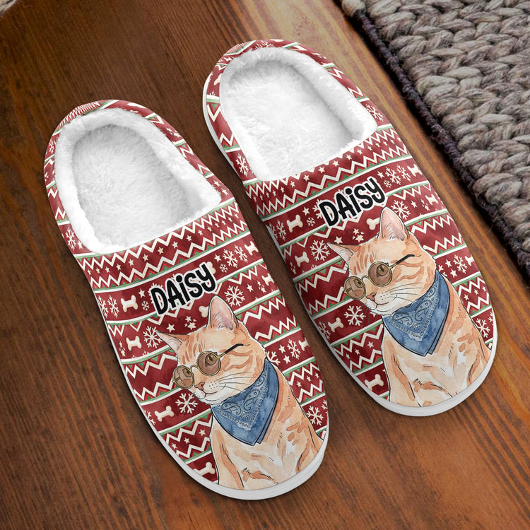 Custom Photo Pet Watercolor Art Christmas Gift For Pet Lovers - Personalized Slippers 2