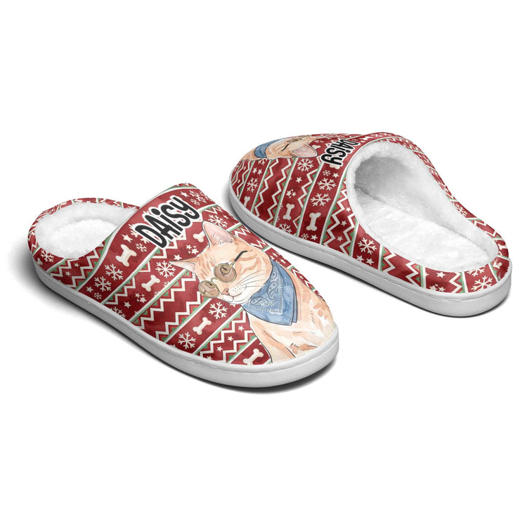 Custom Photo Pet Watercolor Art Christmas Gift For Pet Lovers - Personalized Slippers 3