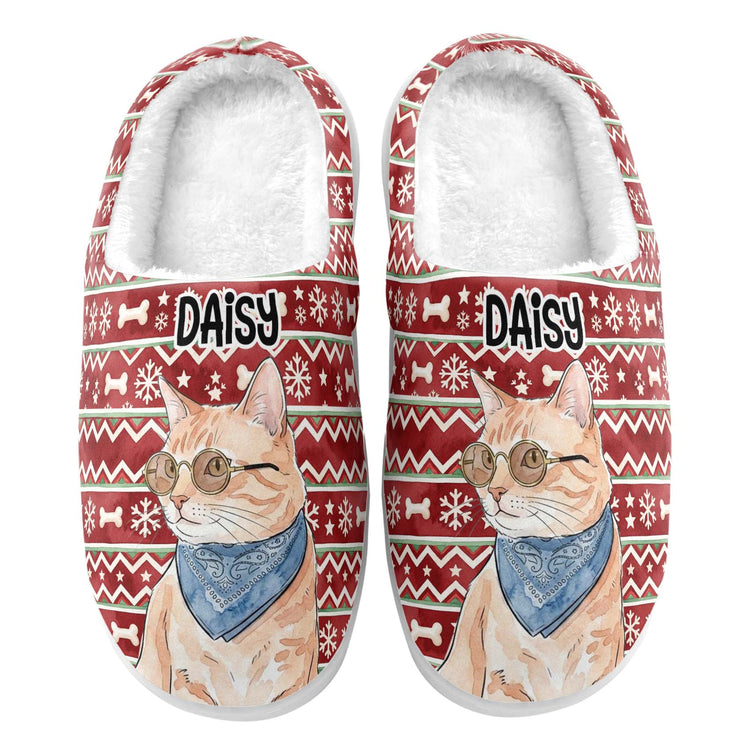 Custom Photo Pet Watercolor Art Christmas Gift For Pet Lovers - Personalized Slippers 5