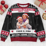 Custom Photo Pixel Art Christmas Annoying Each Other Gifts For Her, Him - Personalized Ugly Sweater 2