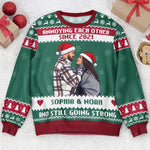 Custom Photo Pixel Art Christmas Annoying Each Other Gifts For Her, Him - Personalized Ugly Sweater 3