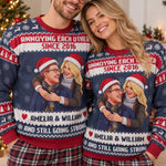 Custom Photo Pixel Art Christmas Annoying Each Other Gifts For Her, Him - Personalized Ugly Sweater 4