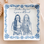 Custom Photo Sketch Art Friendship Gifts For Her, Best Friends, Thank You Gifts - Persoanlized Jewelry Dish 2