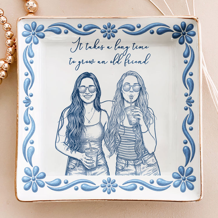 Custom Photo Sketch Art Friendship Gifts For Her, Best Friends, Thank You Gifts - Persoanlized Jewelry Dish 2