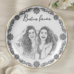 Custom Photo Sketch Art Friendship Gifts For Her, Best Friends, Thank You Gifts - Persoanlized Jewelry Dish 3