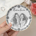 Custom Photo Sketch Art Friendship Gifts For Her, Best Friends, Thank You Gifts - Persoanlized Jewelry Dish 6